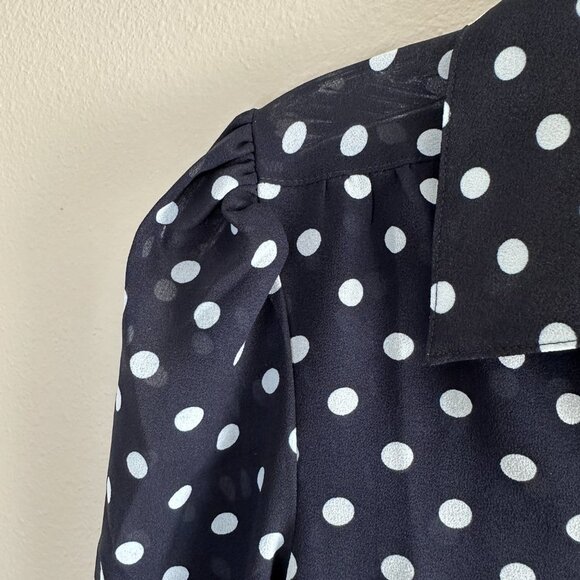 ModCloth Classic Polka Dot Chiffon Blouse, Navy White, XS NWOT - Picture 10 of 11
